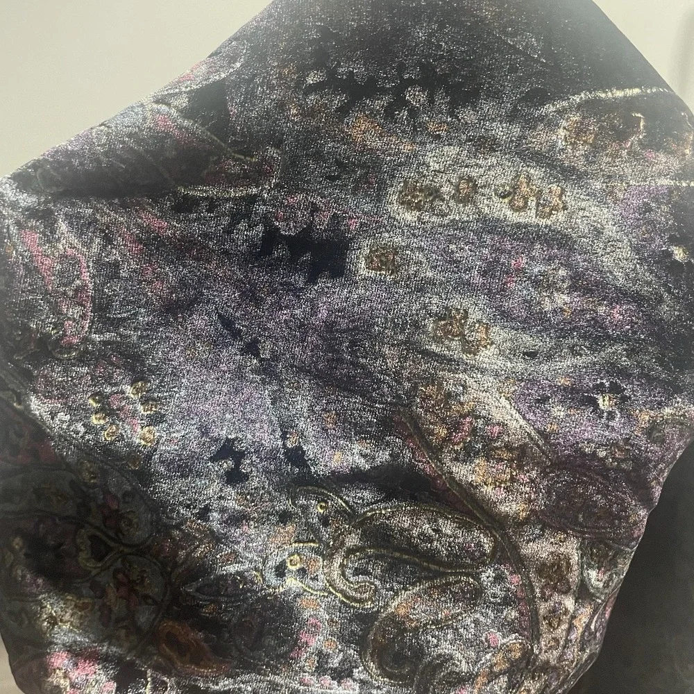 VTG LAUREN RALPH LAUREN Multicolor Silk Blend Velvet Paisley Floral Scarf 62